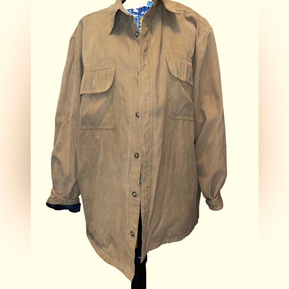 Men’s tan suede like WEATHERPROOF all weather shacket - Picture 3 of 7